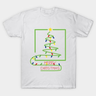 Stylized Christmas tree with light bulbs T-Shirt